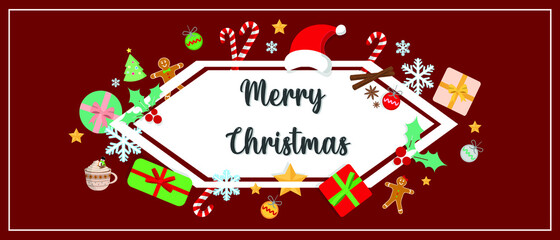 Merry Christmas Vector Decorative Greeting Card. Vector Banner Design for New Year 2023 and Christmas. 