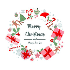 Merry Christmas Crown Greeting Card. Holiday Elegant Decorations Frame Design. Merry Christmas and Happy New Year 2022 Creative Celebration Card. Vector Design Isolated Elements.