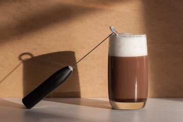 Milk foam maker. Mini blender, frothers for coffee, latte © vittaliya