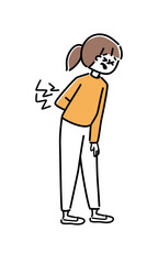 腰痛の女性のイラスト