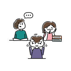 授業に集中できない子供たちのイラスト
