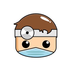 Adorable and cute doctor mascot with mask. Vector illustration.