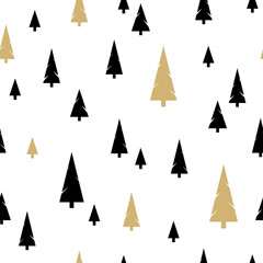 Fototapeta premium Seamless pattern with Christmas trees. Vector texture for print, textile, fabric, design, packaging. Winter forest background.