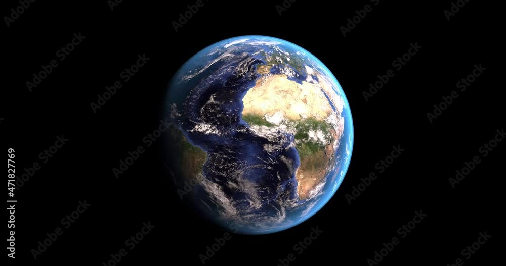 Poster 4k Resolution Video: Rotation Realistic Earth Globe Planet on a black background. Elements of this image furnished by NASA.