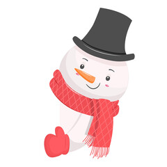 Template of Joyful Snowman in hat.Template with copy space.