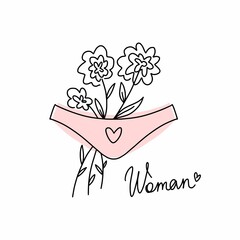 Drawing of women's underpants and flowers