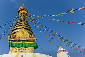 Gods eyes at the Swayambhunath stupa in Kathmandu, Nepal
