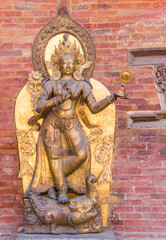 Golden Buddha statue at the Sundari Chowk temple in Patan, Nepal