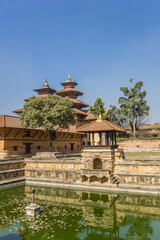 Fototapeta na wymiar Bhandarkhal water tank and temples in historic city Patan, Nepal