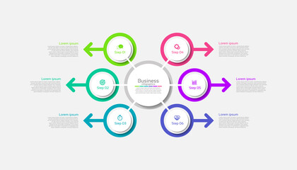 Business infographic abstract background  template circle colorful with 6 step