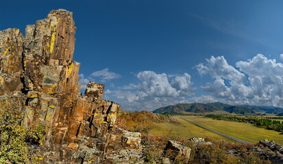Russia. The South Of Western Siberia, The Altai Mountains. Autumn on the Chui highway near the village of Ongudai.