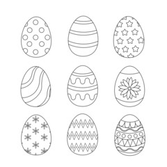 Easter eggs coloring book page. Simple doodle vector illustration.