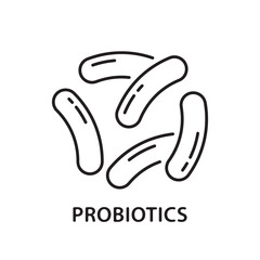 Probiotics linear icon. Outline simple vector of beneficial microorganisms or live bacteria. Contour isolated pictogram on white background