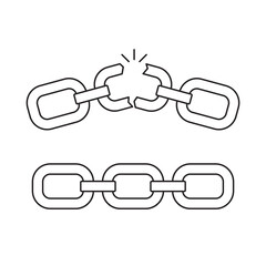 Broken chain linear icon. Outline simple vector. Contour isolated pictogram on white background