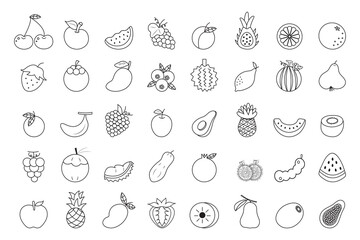 Fruits flat icon collection set isolated on white background.Pictogram.Vector.Illustration.