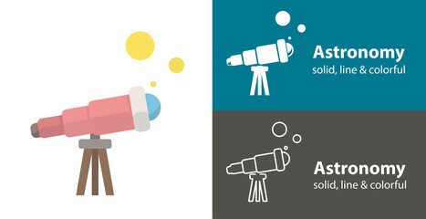 telescope isolated icon. space line solid flat icon