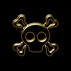 Skull and crossbones shape on black background. 3d illustration.