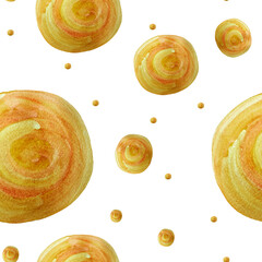 Yellow pearlescent stains watercolor seamless pattern. Template for decorating designs and illustrations.