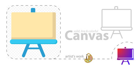 canvas vector flat illustration, solid, line icon