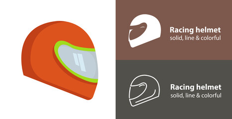 racing helmet isolated icon. racing sport line solid flar icon