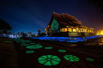 Wat sirindhorn wararam at night Ubon Ratchathani at Thailand
