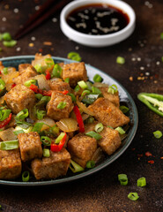 Crispy salt and pepper Tofu. Vegan, vegetarian healthy food