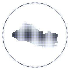 Republic of El Salvador digital badge. Dotted style map of Republic of El Salvador in circle. Tech icon of the country with gradiented dots. Neat vector illustration.