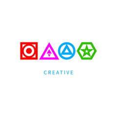 Unique logo made of geometric creative shapes