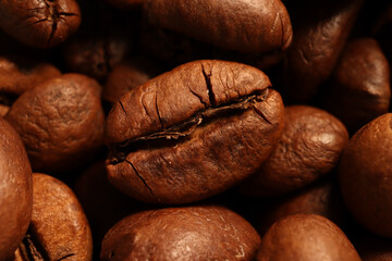 Closeup shot of coffee bean. background, texture