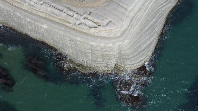 Rising Birds Eye View of the Tip of the Turkish Steps in Agrigento Sicily