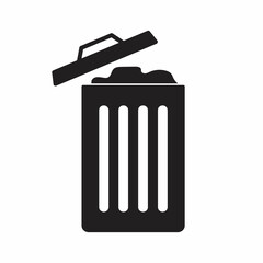 Trash bin full of garbage. Garbage can full of trash. Garbage, bin, icon, waste, pile, trash