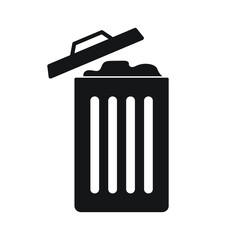 Trash bin full of garbage. Garbage can full of trash. Garbage, bin, icon, waste, pile, trash