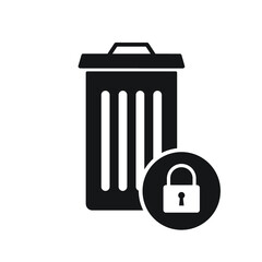 Garbage icon, Tools and utensils icon with padlock sign. Garbage icon and security, protection, privacy symbol