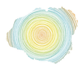 Fototapeta premium Kauai map filled with concentric circles. Sketch style circles in shape of the island. Vector Illustration.