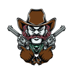 Cowboy man with cross guns.