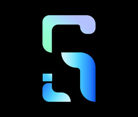 S logo design, letter logo ,number 1 in black background