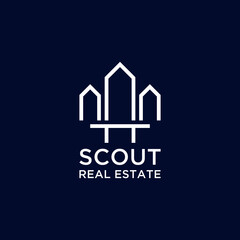real estate logo design scout icon vector