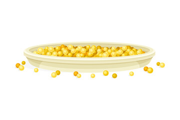 Mustard Yellow Seeds Piled on Plate Vector Illustration