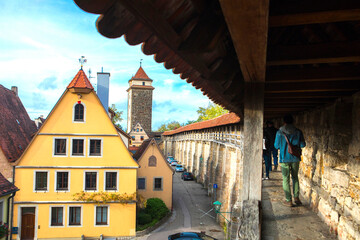 Germany, Bavaria, Rothenburg, fairy tale town, castle, city wall,