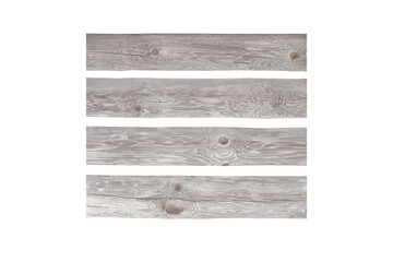 Wooden planks with cracks veins and knots isolated on white.