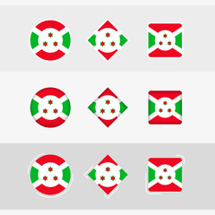 Burundi flag icons set, vector flag of Burundi.