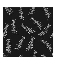  vector pattern background with silhouettes of rosemary sprigs, print for fabric and paper, white twigs on black background  