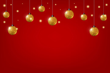 Golden christmas ball with stars copy space background