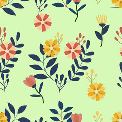 beautiful seamless pattern flower leaf background
