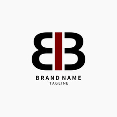 Simple Minimalist BB Initial Letters Logo Monogram with Black and Red Color, Creative Icon, Symbol, Sign Vector Design Suitable for Business, Industry, Boutique, Fashion, Marketing, Etc.