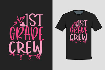 1st Grade Crew Modern Black T-shirt Design