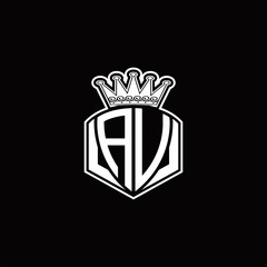 AV Logo monogram with luxury emblem shape and crown design template