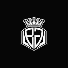 BG Logo monogram with luxury emblem shape and crown design template