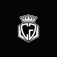 CG Logo monogram with luxury emblem shape and crown design template