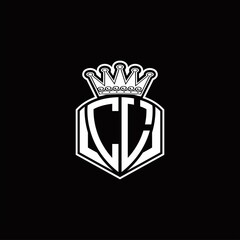 CL Logo monogram with luxury emblem shape and crown design template